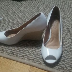 White wedge heels